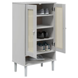 Vidaxl Shoe Cabinet Senja 59.5x35x107 cm Look Rattan Pine Blanc