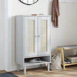 Vidaxl Shoe Cabinet Senja 59.5x35x107 cm Look Rattan Pine Blanc