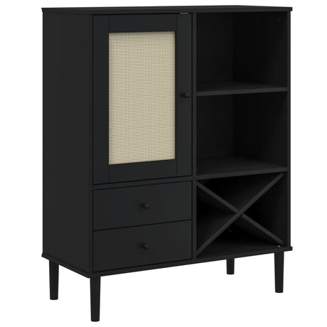 Vidaxl hoge kast senja 90x40x112 cm rattan look grenenhout zwart