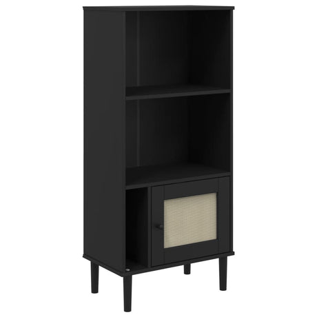 Vidaxl boekenkast senja rattan-look 60x35x130 cm grenenhout zwart