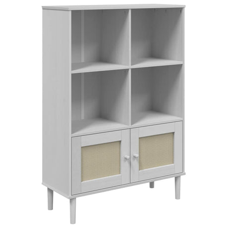 Vidaxl boekenkast senja rattan-look 90x35x130 cm grenenhout wit