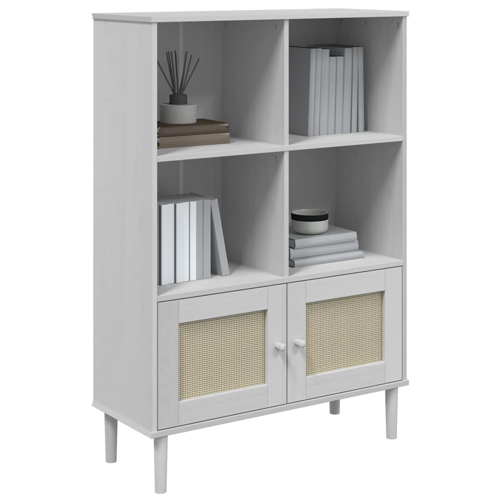 Vidaxl boekenkast senja rattan-look 90x35x130 cm grenenhout wit