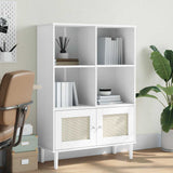 Vidaxl boekenkast senja rattan-look 90x35x130 cm grenenhout wit