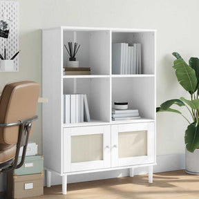 Vidaxl boekenkast senja rattan-look 90x35x130 cm grenenhout wit