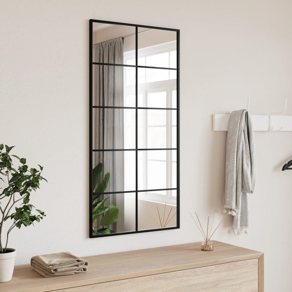 Vidaxl Mirror de pared rectangular 50x100 cm de hierro negro