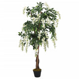 Vidaxl Artificial Plant Wisteria 1260 Leaves 180 cm Green and White