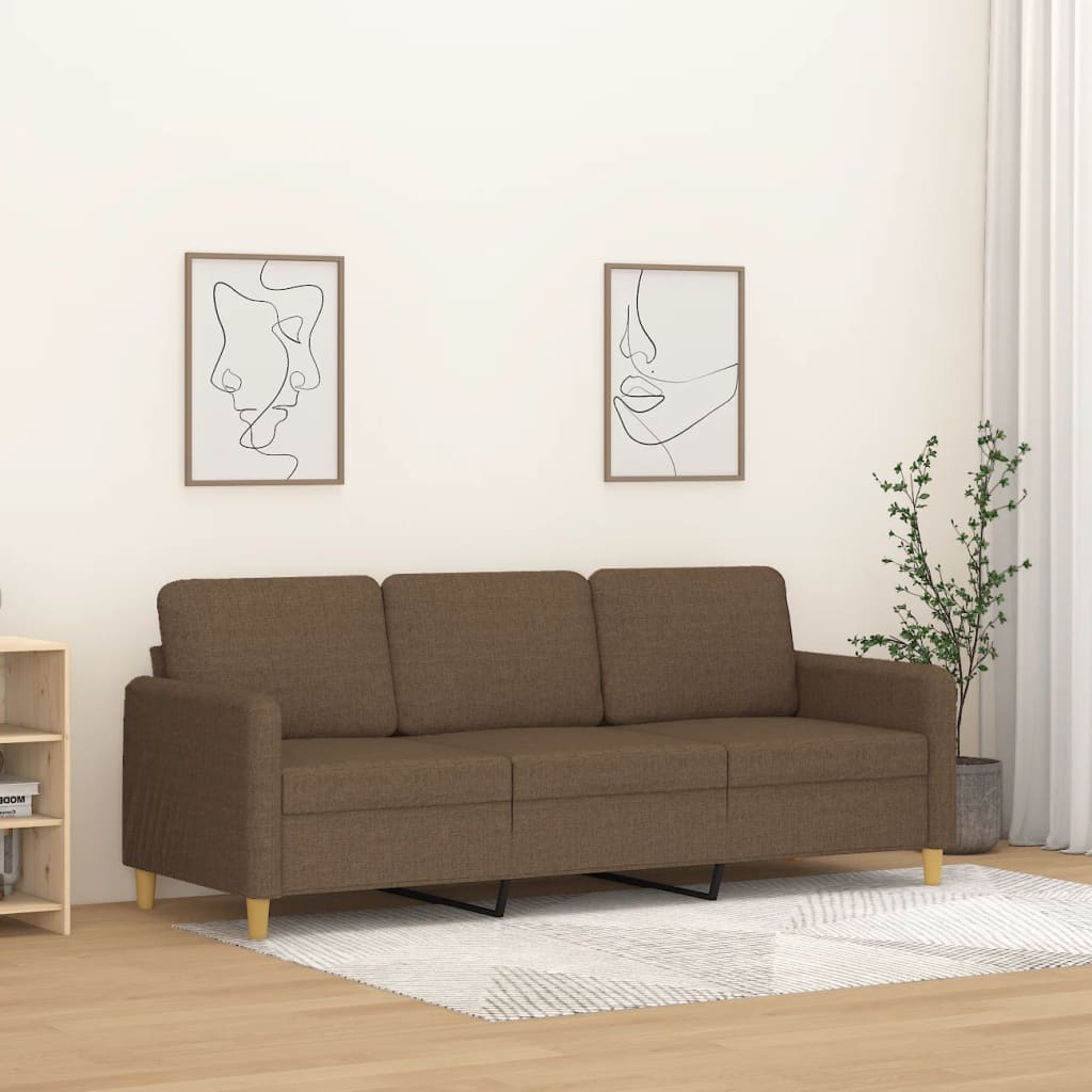 Vidaxl driezitsbank 180 cm stof bruin