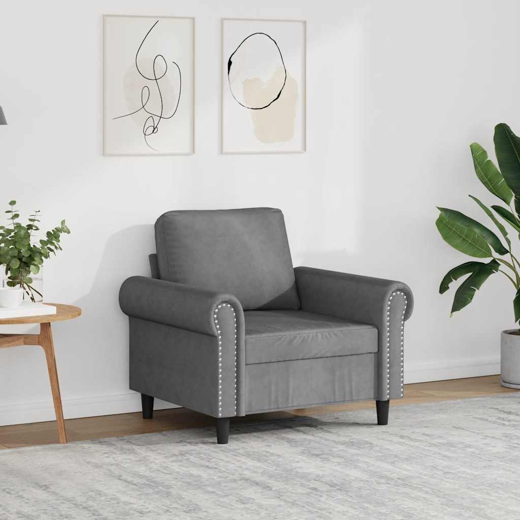 Vidaxl fauteuil 60 cm fluweel donkergrijs