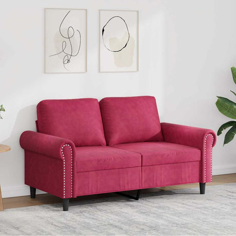 Vidaxl tweezitsbank 120 cm fluweel wijnrood