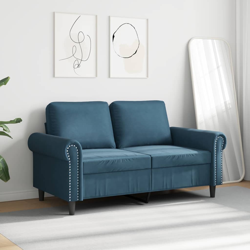 Vidaxl tweezitsbank 120 cm fluweel blauw
