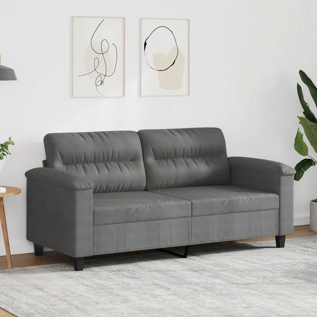 Vidaxl tweezitsbank 140 cm microvezelstof donkergrijs
