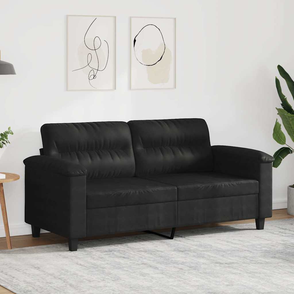Vidaxl tweezitsbank 140 cm microvezelstof zwart