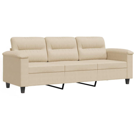 Vidaxl driezitsbank 180 cm microvezelstof crèmekleurig