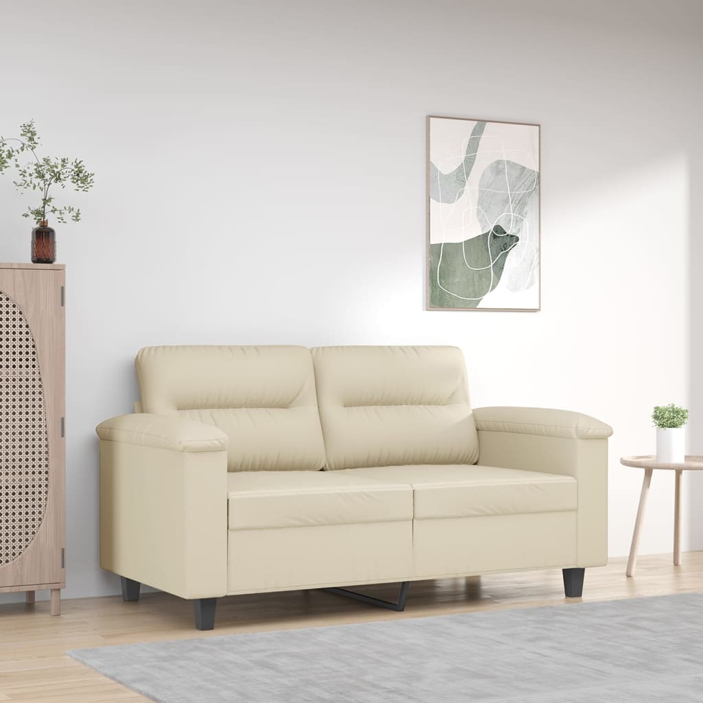 Vidaxl tweezitsbank 120 cm kunstleer crèmekleurig