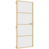 Vidaxl Porte intérieure étroite 83x201,5 cm Verre durci et couleur or en aluminium