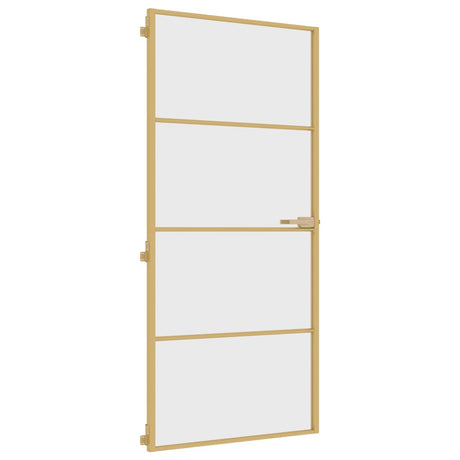 Vidaxl binnendeur smal 93x201,5 cm gehard glas en aluminium goudkleur