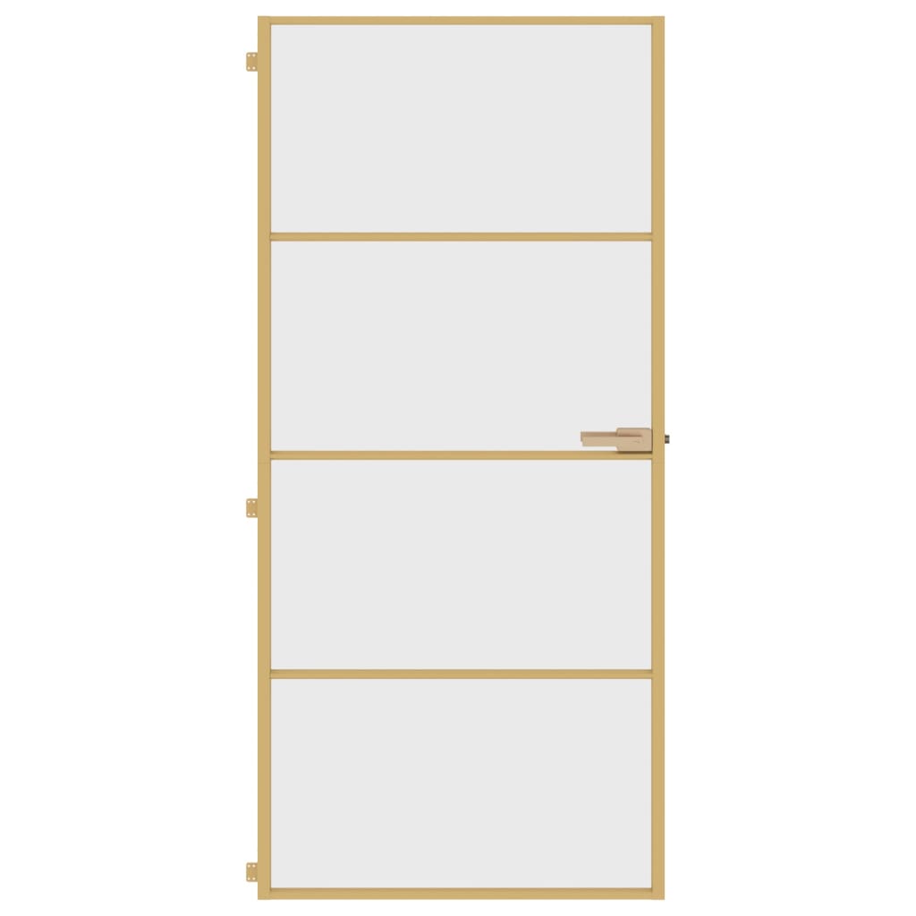 Vidaxl Porte intérieure étroite 93x201,5 cm Verre durci et couleur or en aluminium