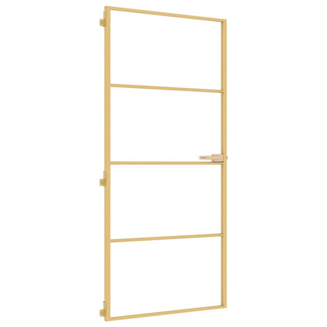 Vidaxl binnendeur smal 93x201,5 cm gehard glas en aluminium goudkleur