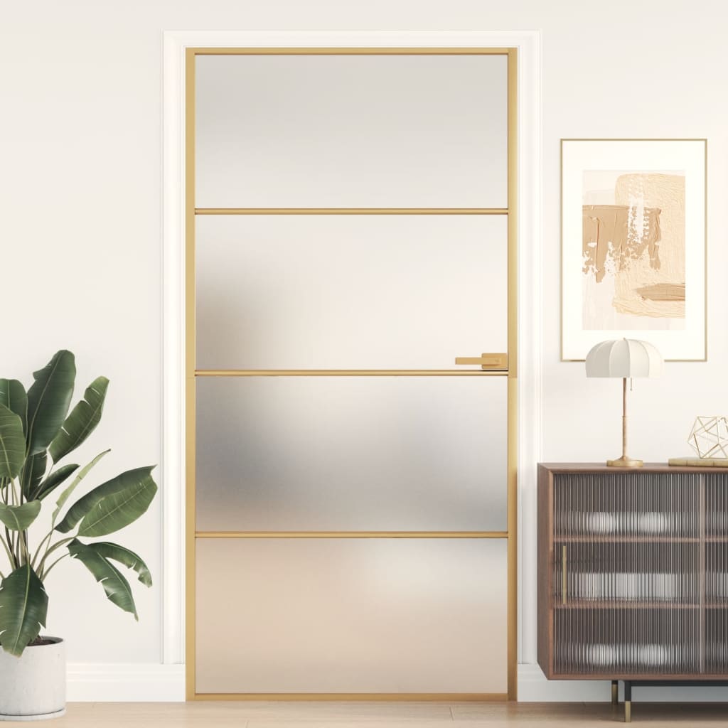 VidaXL inner door narrow 102.5x201.5 cm hardened glass and aluminum gold