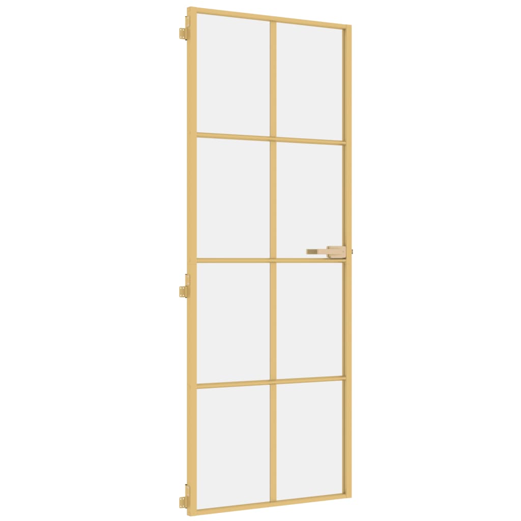 Vidaxl inner door narrow 76x201.5 cm hardened glass and aluminum gold color