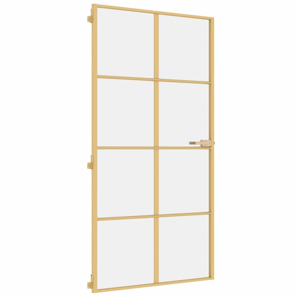 Vidaxl Porte intérieure étroite 102.5x201,5 cm en verre durci et or en aluminium