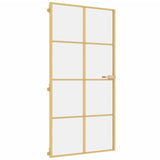 Vidaxl puerta interior estrecha 102.5x201.5 cm de vidrio endurecido y oro de aluminio