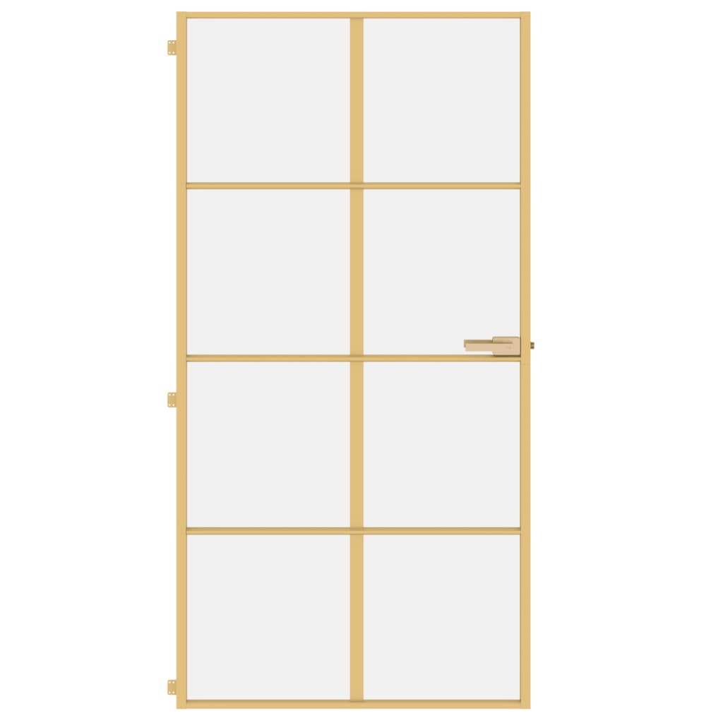 Vidaxl Porte intérieure étroite 102.5x201,5 cm en verre durci et or en aluminium