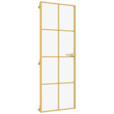 Vidaxl binnendeur smal 76x201,5 cm gehard glas en aluminium goudkleur