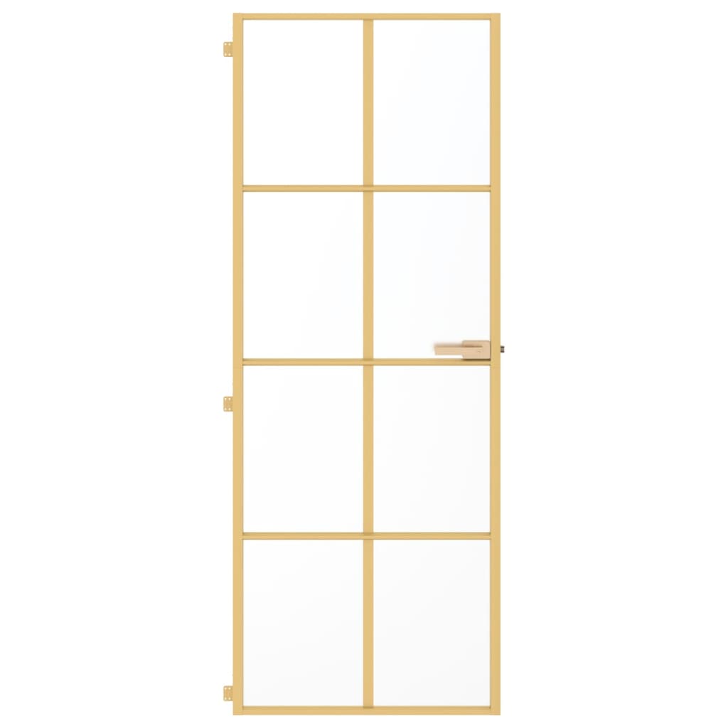 Vidaxl Porta interna stretta 76x201,5 cm in vetro temprato e colore in oro in alluminio