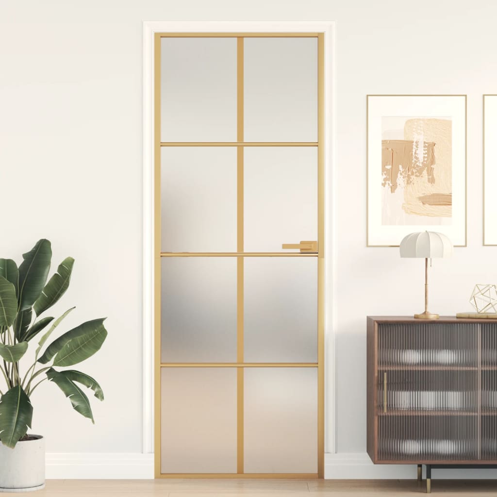 Vidaxl inner door narrow 76x201.5 cm hardened glass and aluminum gold color