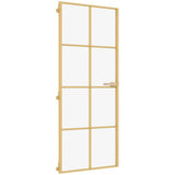 Vidaxl binnendeur smal 93x201,5 cm gehard glas en aluminium goudkleur
