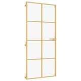 Vidaxl binnendeur smal 93x201,5 cm gehard glas en aluminium goudkleur