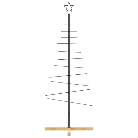 Vidaxl kerstdecoratie kerstboom met houten basis 150 cm metaal zwart