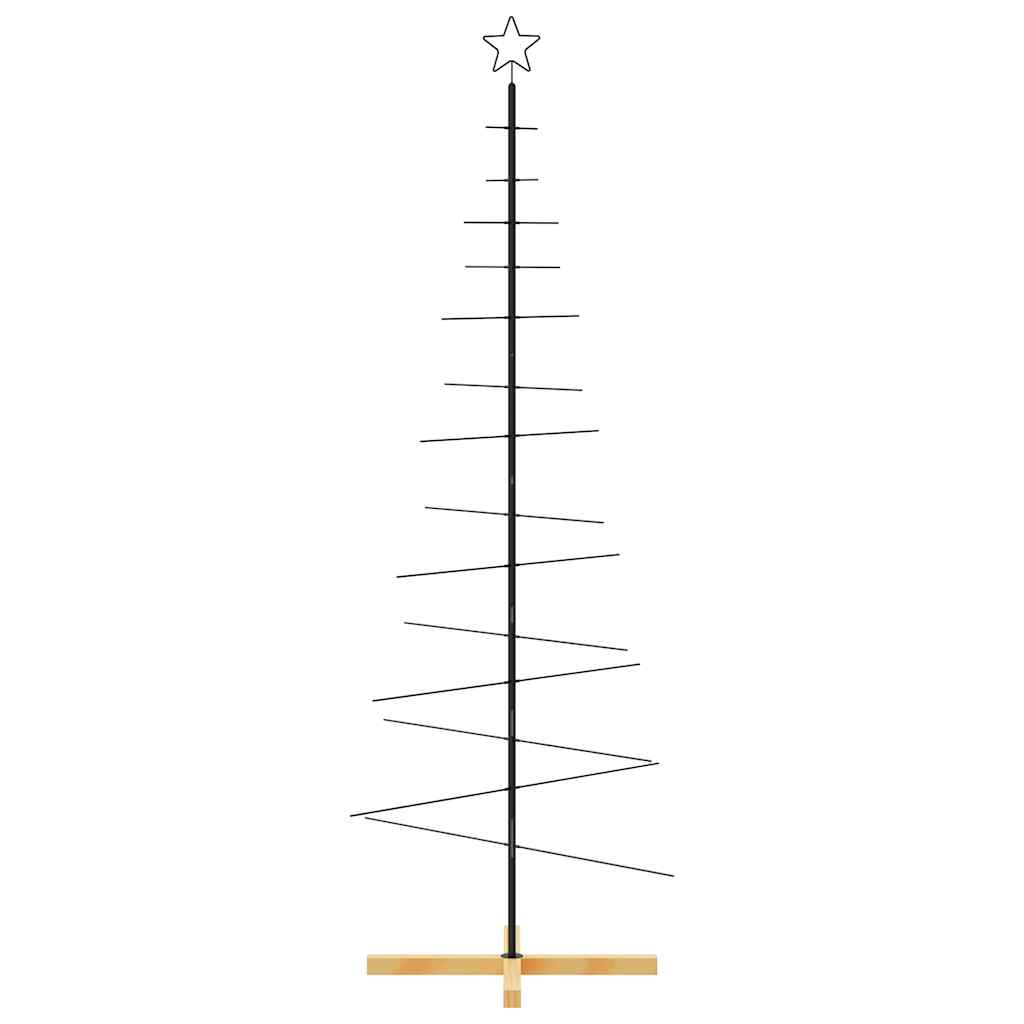 Vidaxl kerstdecoratie kerstboom met houten basis 180 cm metaal zwart