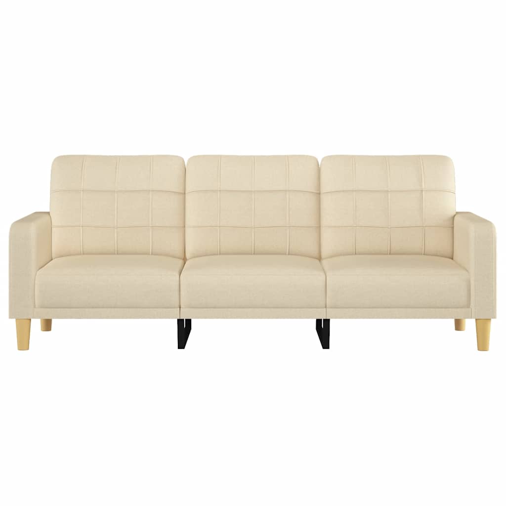 Vidaxl driezitsbank 180 cm stof crèmekleurig