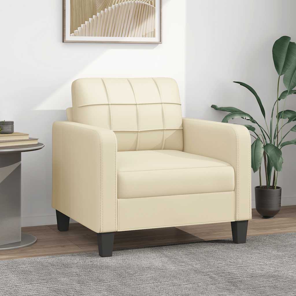 Vidaxl fauteuil 60 cm kunstleer crèmekleurig