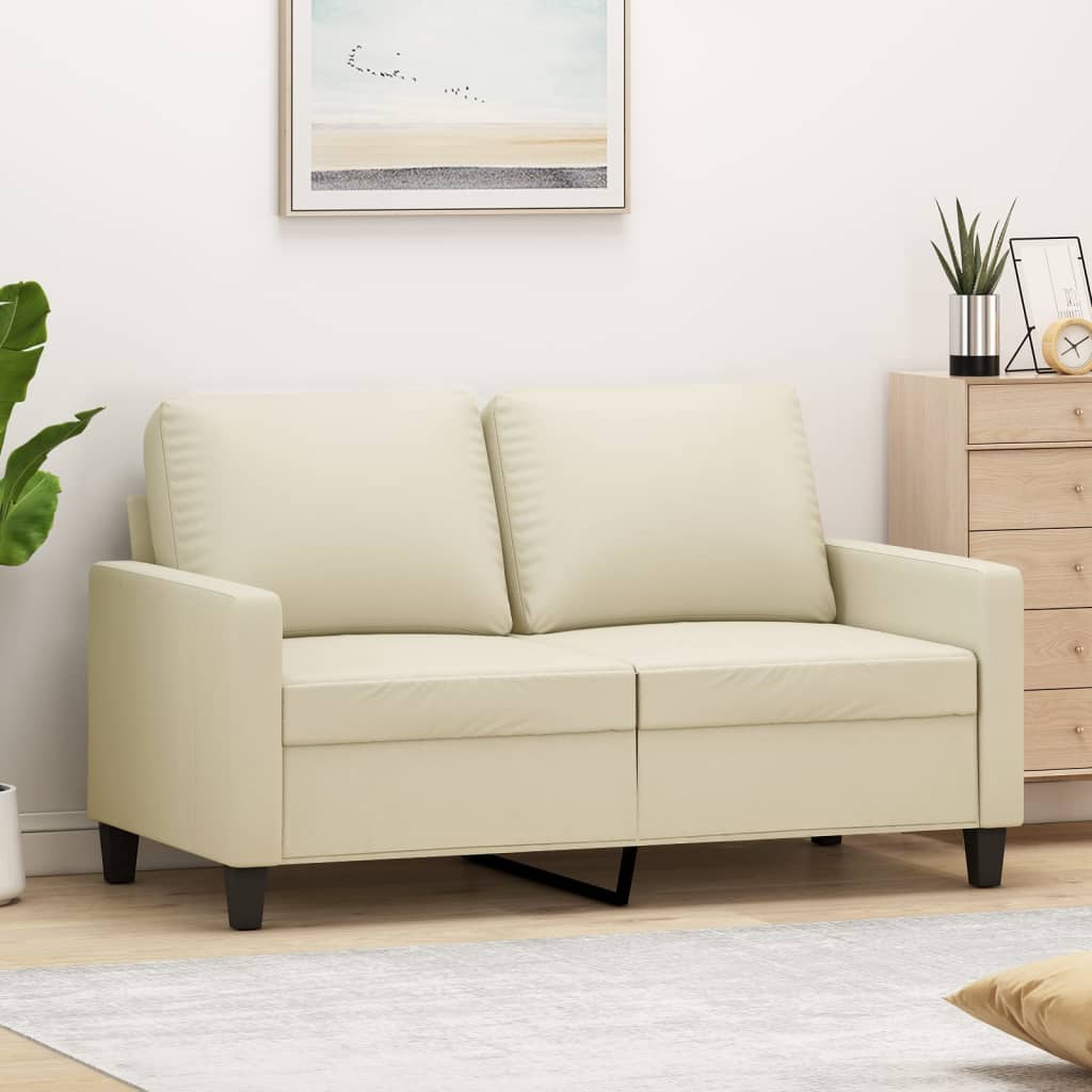 Vidaxl tweezitsbank 120 cm kunstleer crèmekleurig