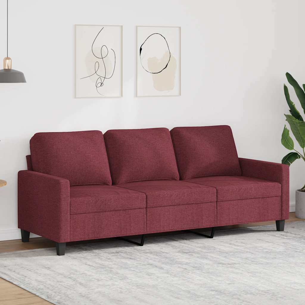 Vidaxl driezitsbank 180 cm stof wijnrood