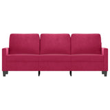 Vidaxl driezitsbank 180 cm fluweel wijnrood