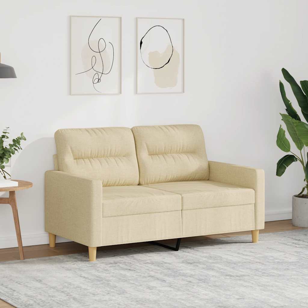 Vidaxl tweezitsbank 120 cm stof crèmekleurig