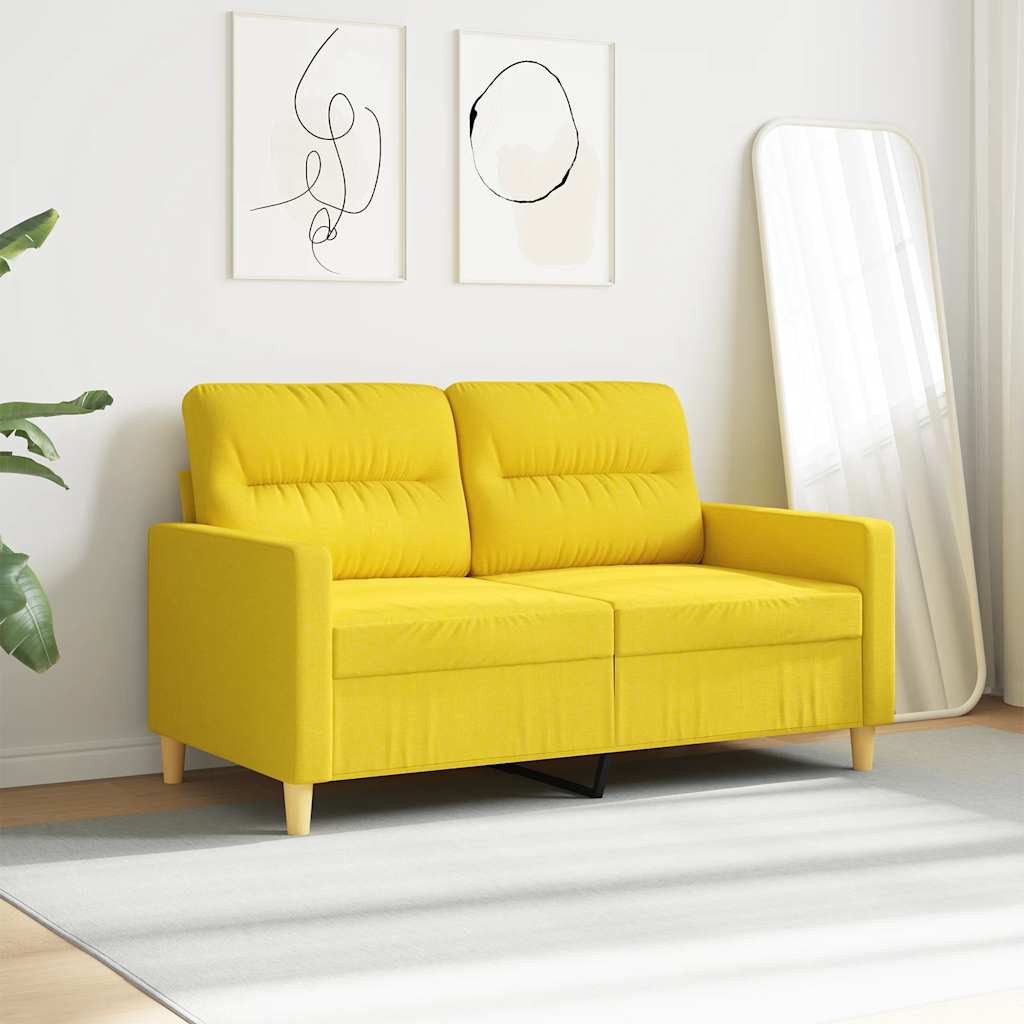 Vidaxl tweezitsbank 120 cm stof lichtgeel