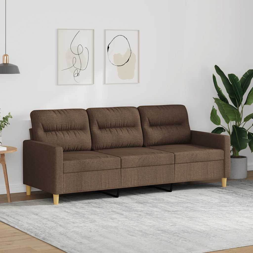 Vidaxl driezitsbank 180 cm stof bruin