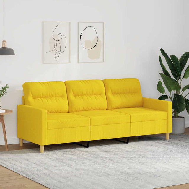Vidaxl driezitsbank 180 cm stof lichtgeel