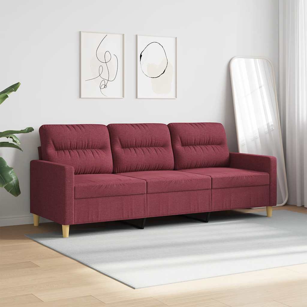 Vidaxl driezitsbank 180 cm stof wijnrood