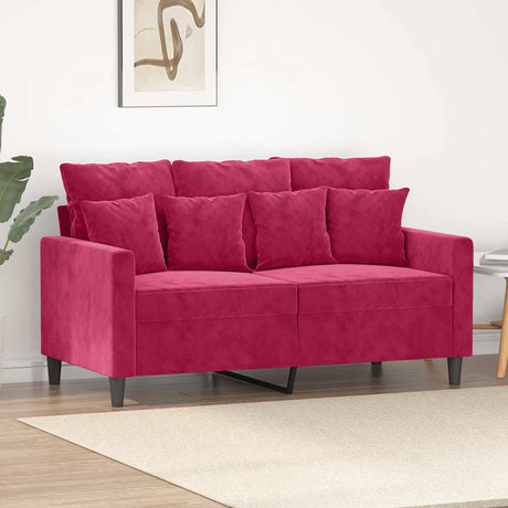 Vidaxl tweezitsbank 120 cm fluweel wijnrood