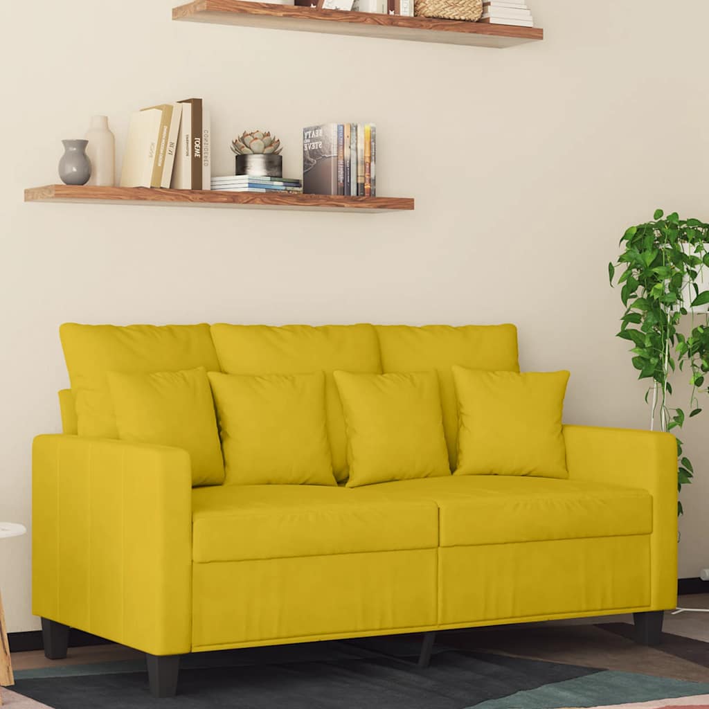 Vidaxl tweezitsbank 120 cm fluweel geel