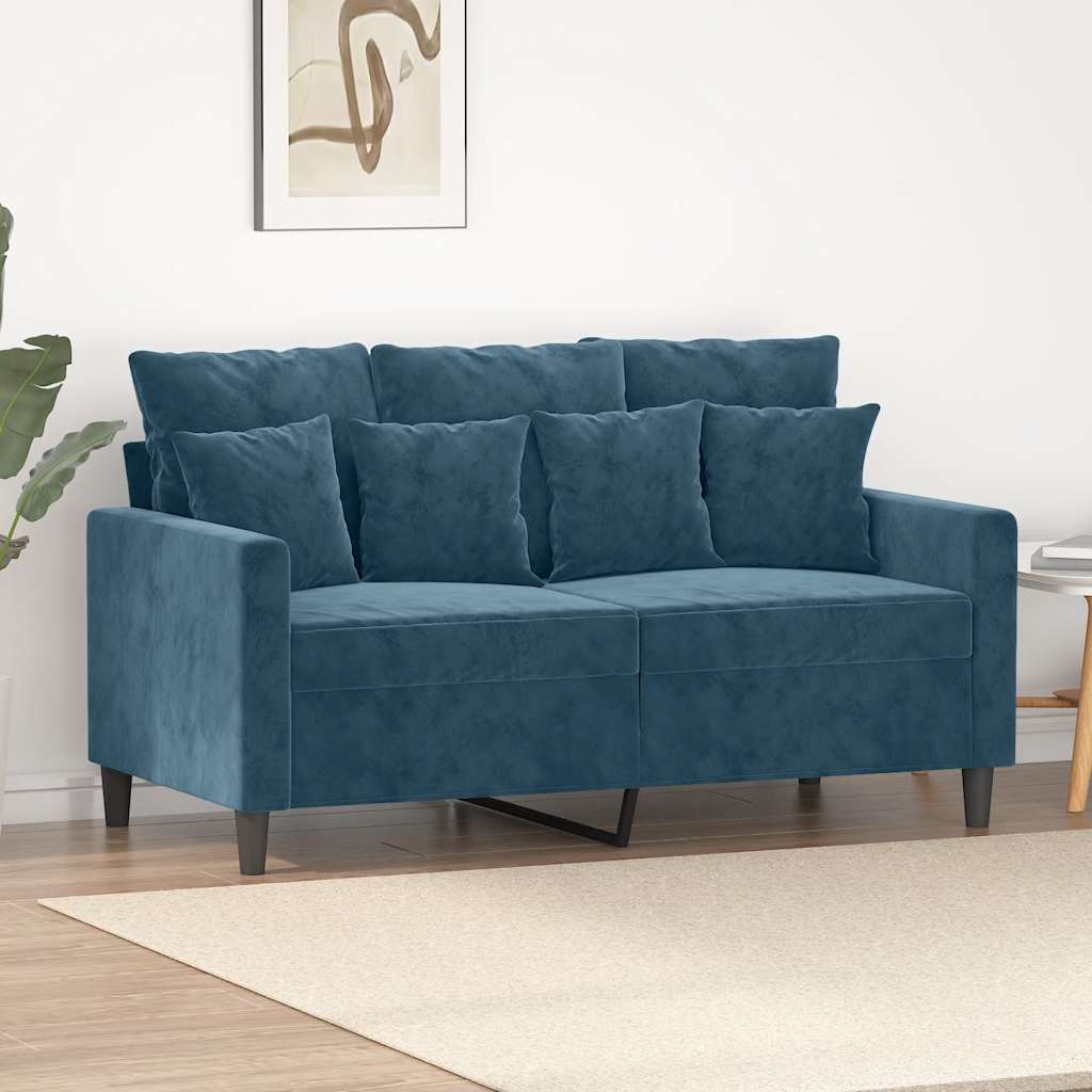 Vidaxl tweezitsbank 120 cm fluweel blauw