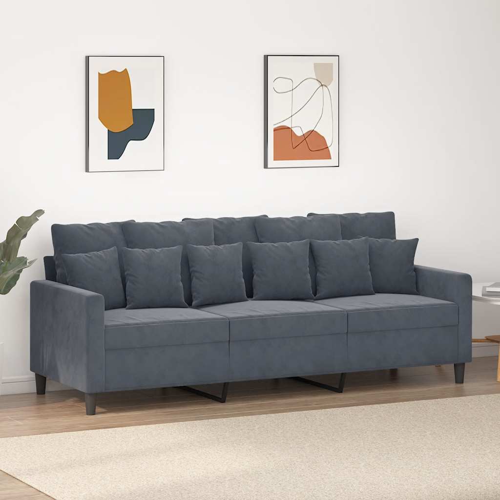 Vidaxl driezitsbank 180 cm fluweel donkergrijs