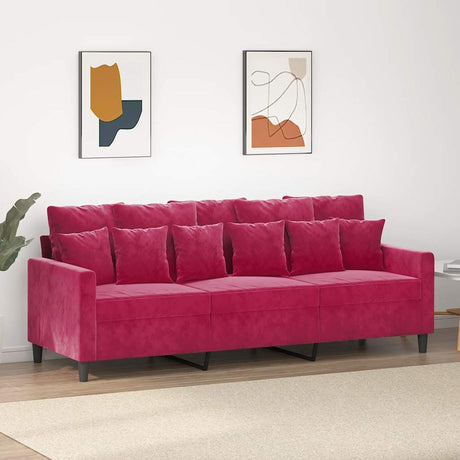 Vidaxl driezitsbank 180 cm fluweel wijnrood