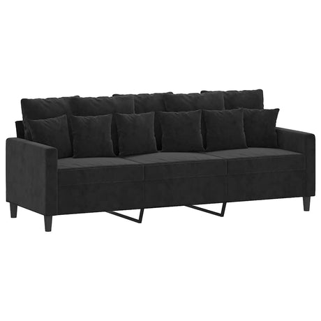 Vidaxl driezitsbank 180 cm fluweel zwart